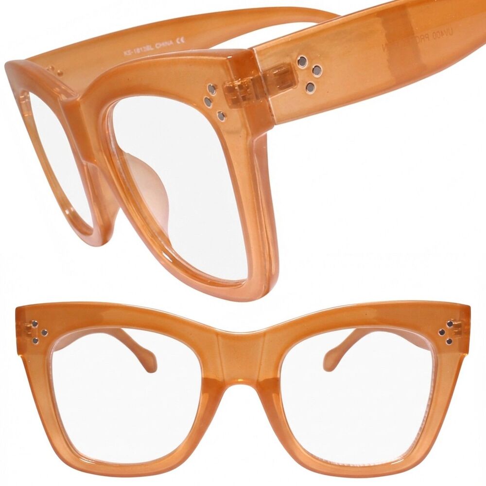 Classic Hip Hop Swag Dapper Oversized Mens Womens Square Brown Clear Eye Glasses